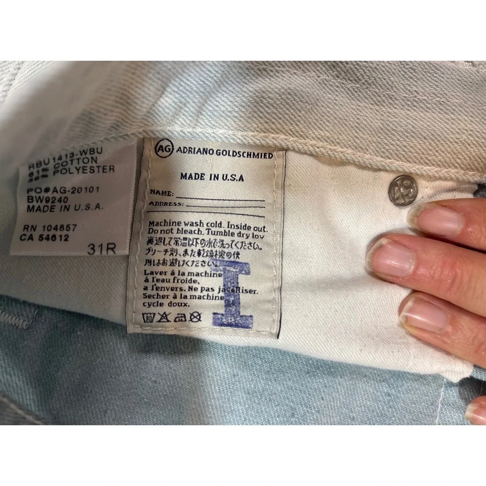 AG‎ Adriano Goldschmied The Piper Crop Slouchy Slim Jeans Distressed Size 27
